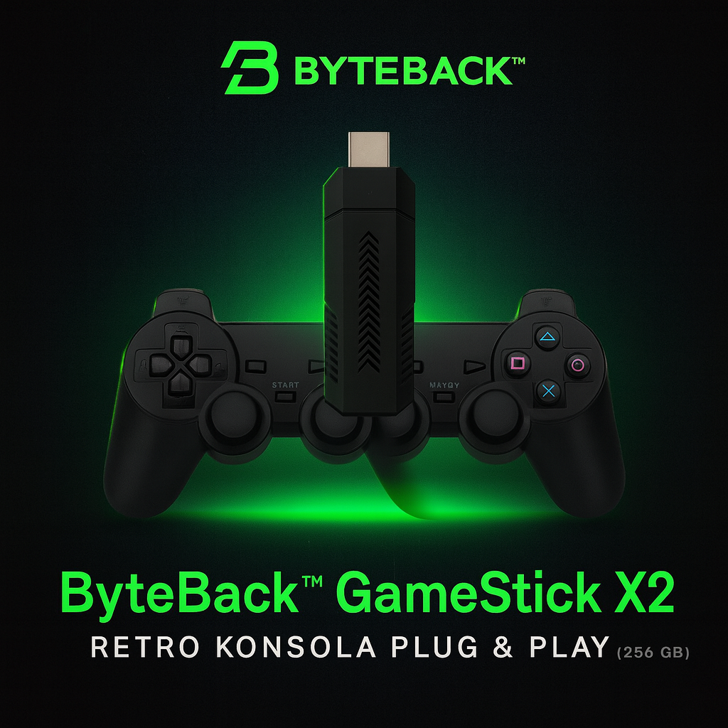 ByteBack GameStick X2 – Retro Konsola Plug & Play (256 GB) + 2 pady