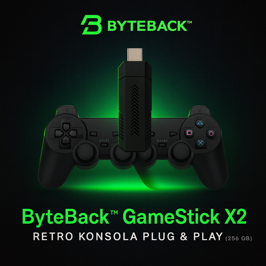 ByteBack GameStick X2 – Retro Konsola Plug & Play (256 GB) + 2 pady